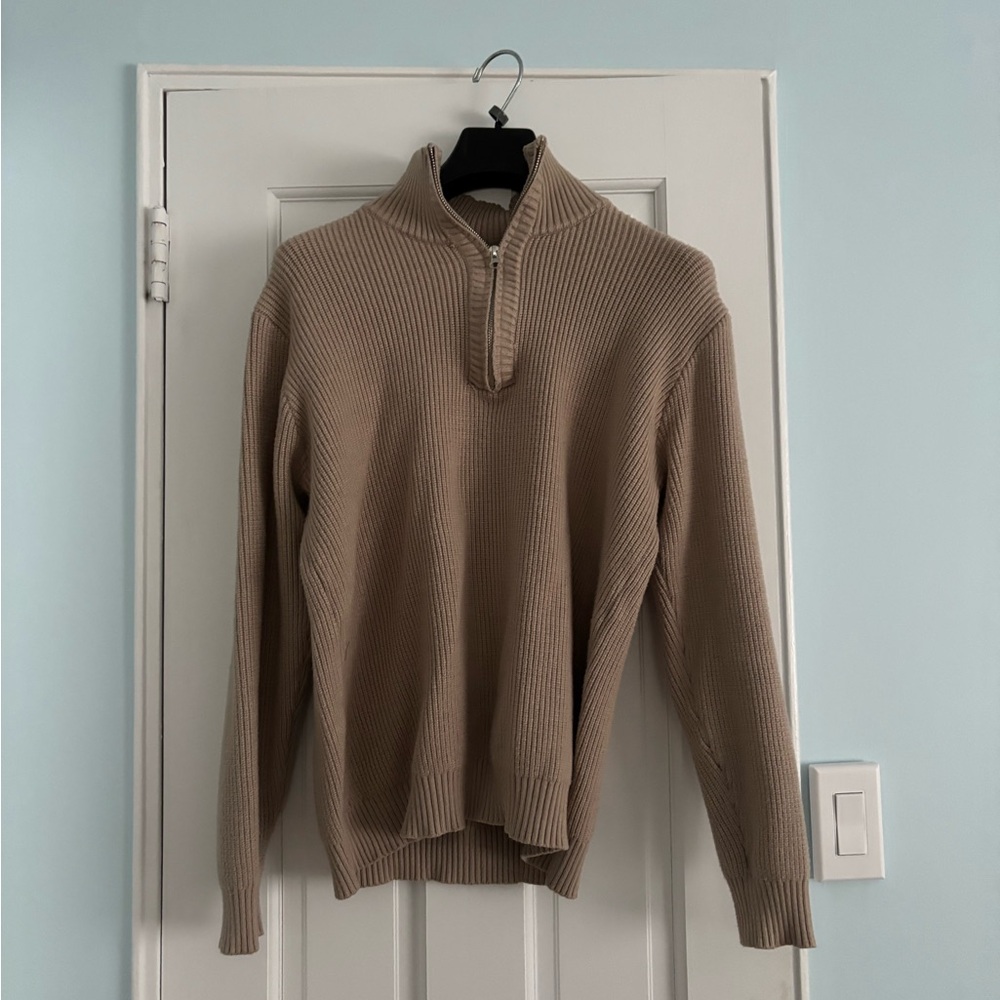 Men's Tan Quarter Zip Sweater